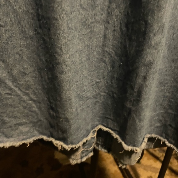 XXL blue Jean button down dress with rips down each front side - Picture 2 of 6